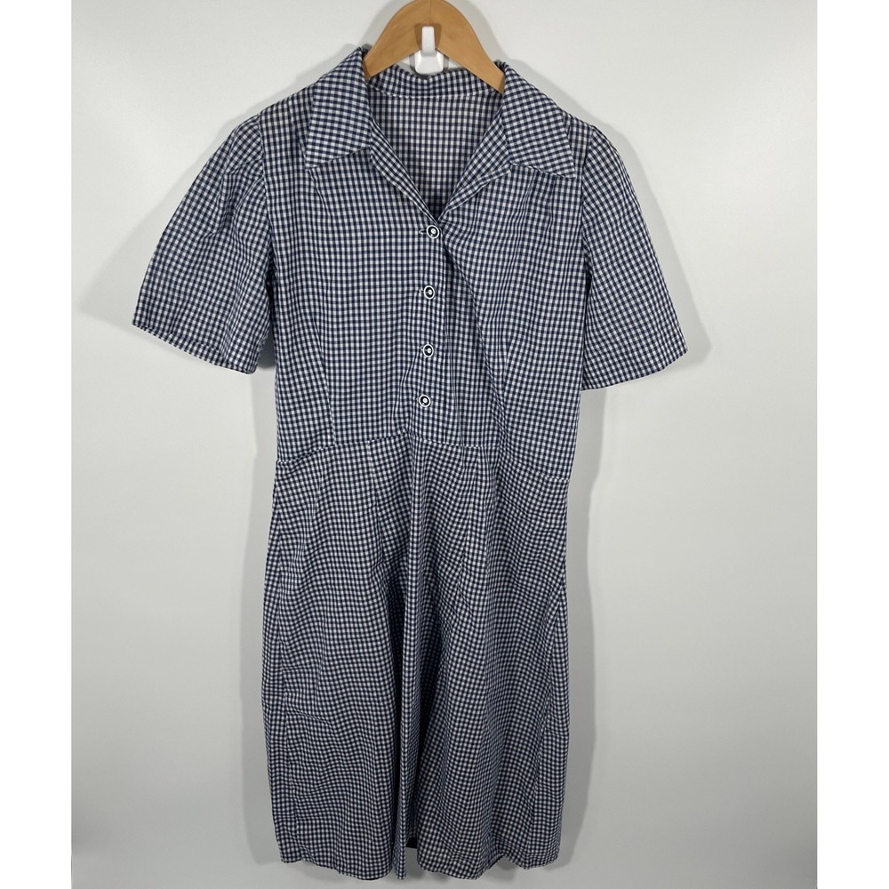 Womens Maxi Dress M Blue Gingham Handmade Euro Summer Coastal Vacation
